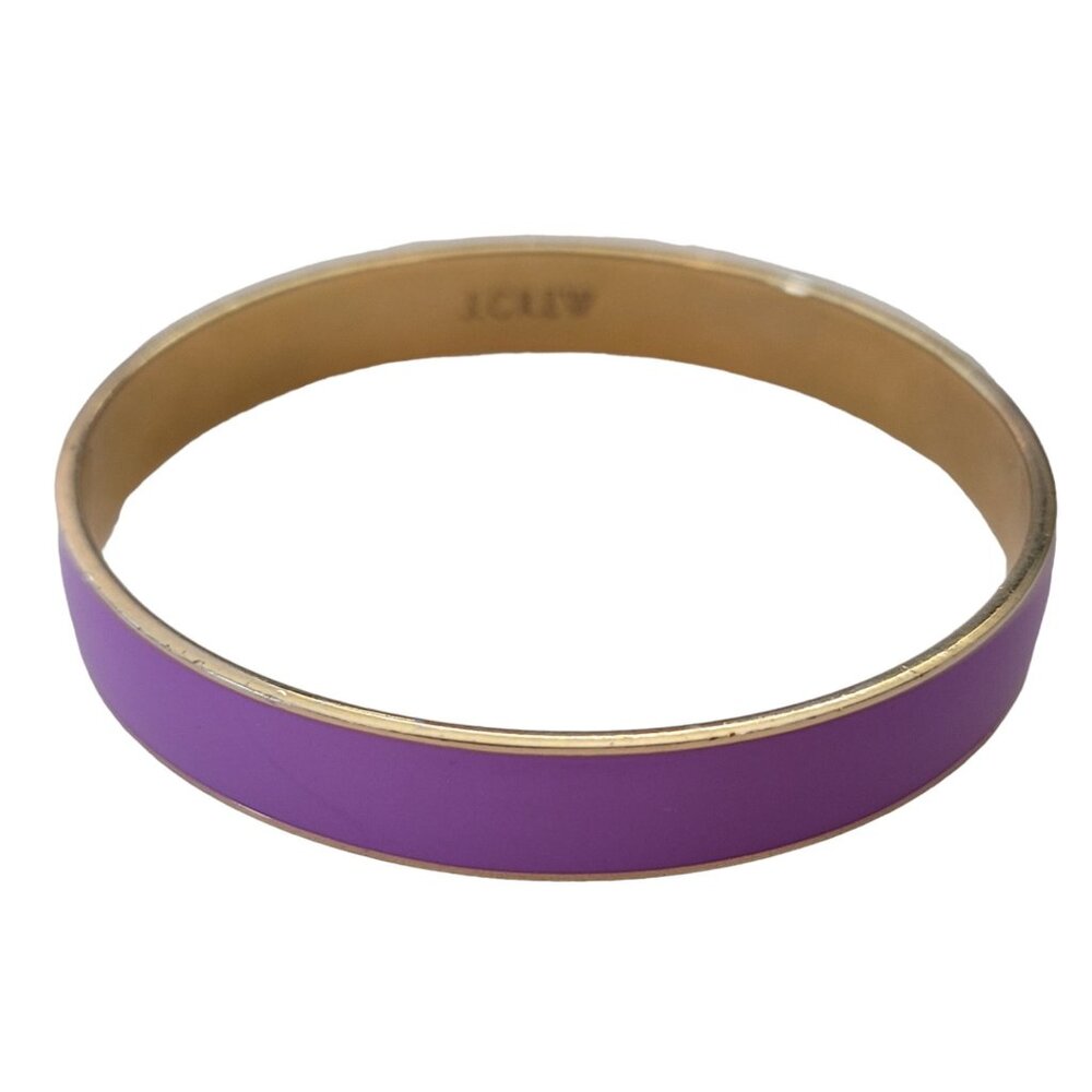 J.Crew Gold Tone Purple Lavender Enamel Bangle Bracelet E961 - Picture 1 of 9